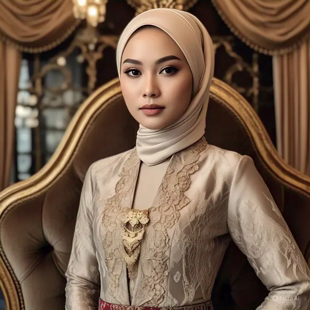 Kebaya Brokat Hijab Kombinasi Satin