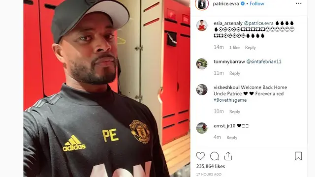 Patrice Evra mengikuti kursus pelatih di Manchester United (MU)