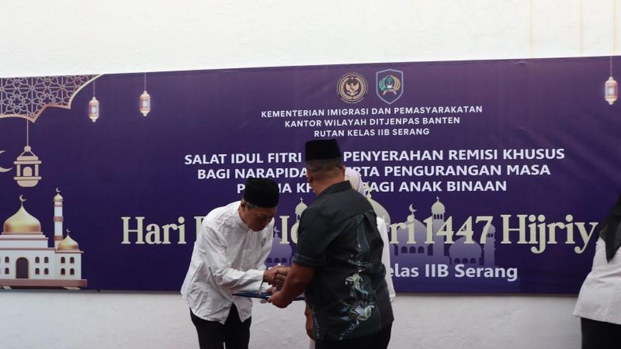 Rutan Serang Beri Remisi Idul Fitri untuk 153 Warga Binaan, Satu Langsung Bebas