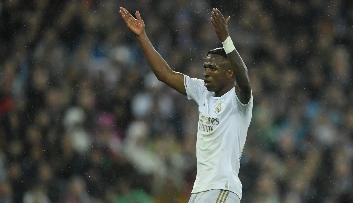 2. Vinicius junior (Real Madrid) - Pemain berusia 19 tahun ini memiliki nilai transfer yang cukup fantastis. Market value Vinicius junior saat ini mencapai 50 juta euro. (AFP/Oscar Del Pozo)