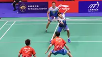 Ganda putra Indonesia&nbsp;Sabar Karyaman Gutama/Moh Reza Pahlevi Isfahani mengalahkan pasangan China Chen Bo Yang/Guo Ruo Han di babak 16 besar Hong Kong Open 2024. Sabar/Reza menang 21-14 dan 21-17 di Hong Kong Coliseum, Kamis (12/9/2024). (foto: PP PBSI)
&nbsp;&nbsp;