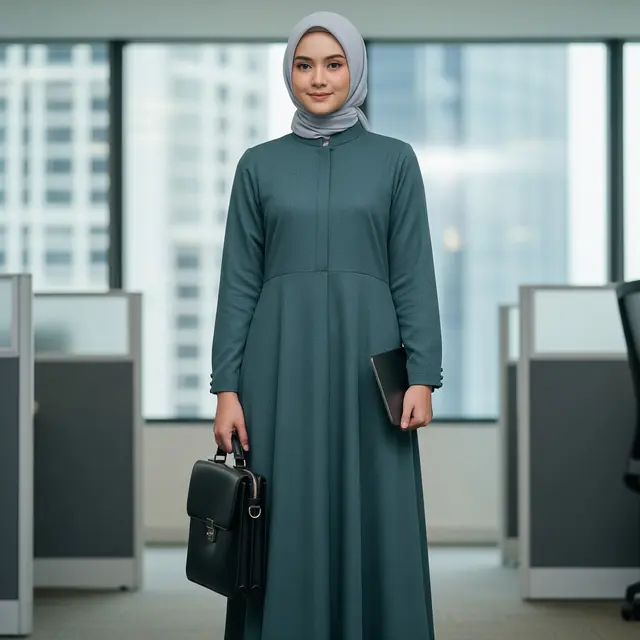 Gamis untuk Kerja yang Praktis dan Resmi (Image by Gemini AI)