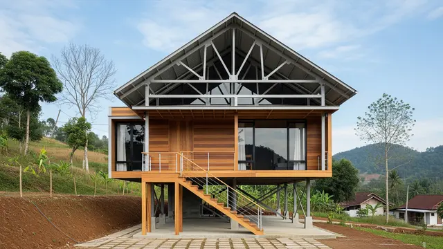 Rumah Panggung Kayu dan Baja Ringan