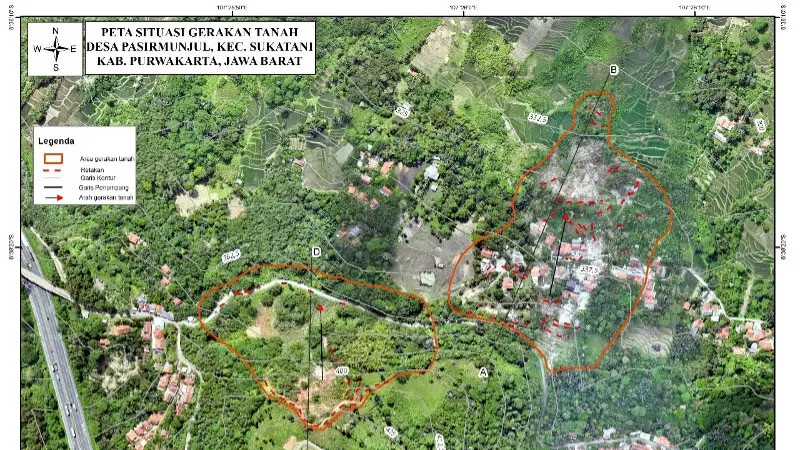 Peta situasi gerakan tanah di Kampung Cigintung