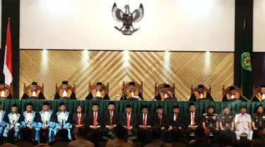 Suasana sidang pleno laporan tahunan Mahkamah Agung (MA) tahun 2014 di Jakarta Convention Center, Senin (17/3/2015). MA mencatat rasio produktivitas memutus perkara tahun 2014 meningkat 5,20 persen dibandingkan tahun 2013. (Liputan6.com/Faizal Fanani)