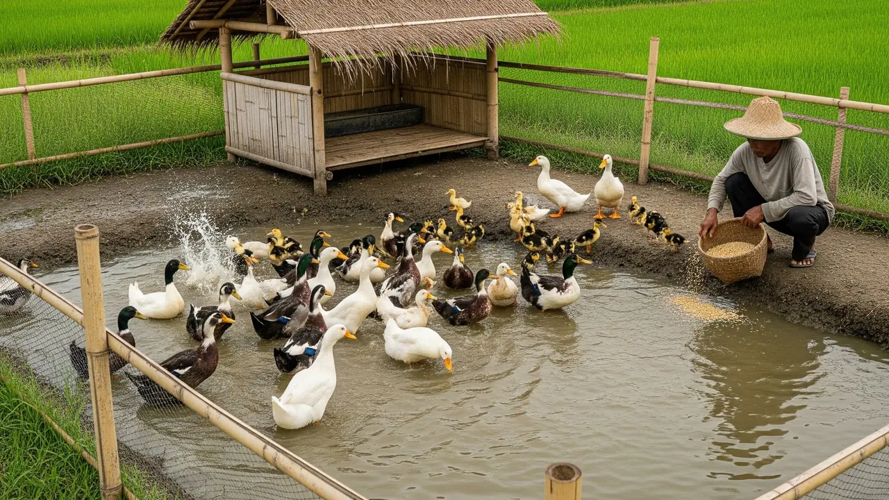 Ilustrasi Peternakan Bebek