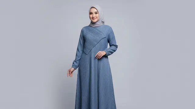 Gamis Plisket "Diamond" dengan Plisket Kombinasi