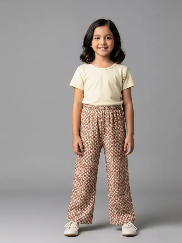 Model Celana Panjang Anak Perempuan yang Lucu dan Elegan Motif Geometris Kecil