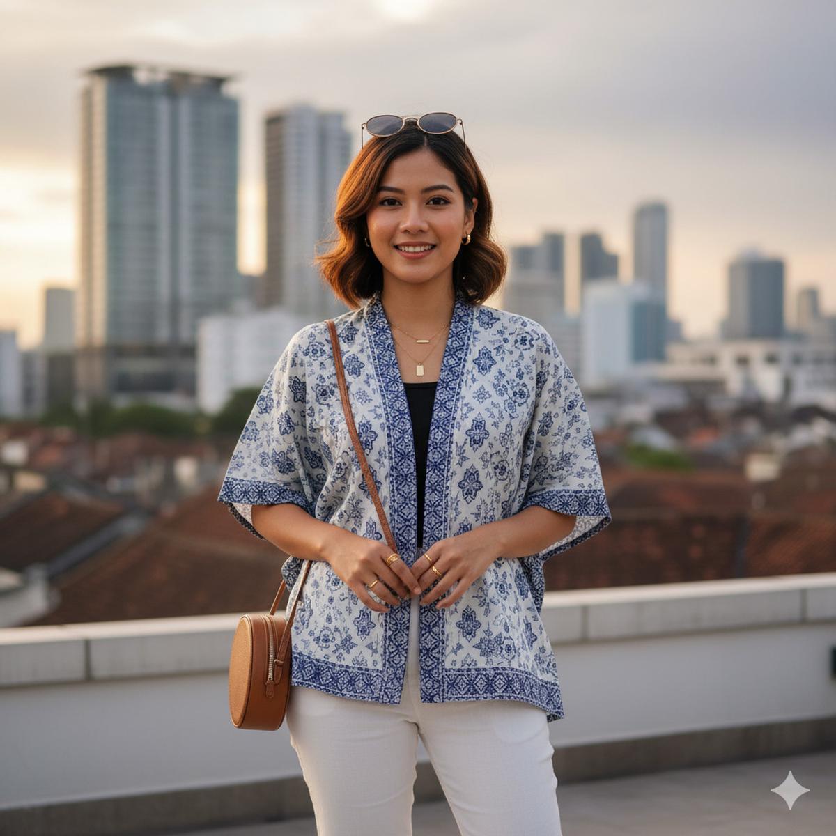 Atasan Batik Kimono Lengan Pendek