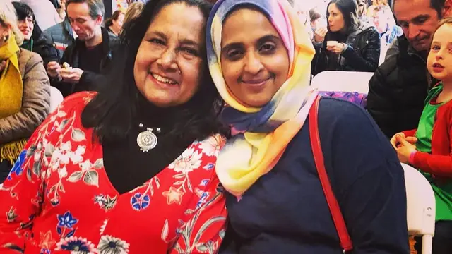 Zaleha Kadir Olpin (berhijab), kontestan Masterchef UK yang menyajikan rendang ayam. (Instagram/ z.olpin)