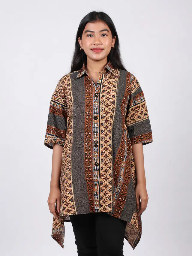Long Dress Batik Oversized Tunik Asimetris Dailywear
