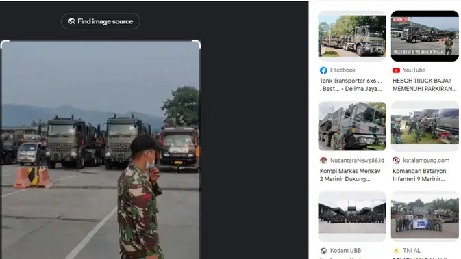 <p>Tangkapan layar Google Image untuk menelusuri klaim video kendaraan perang dikirim ke daerah Pulau Rempang</p>
