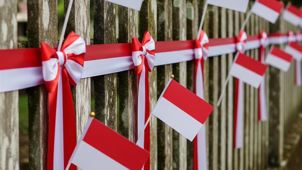 Percantik Pagar dengan Pita dan Bendera Mini (AI Generated)