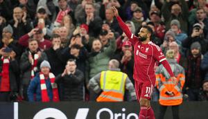 Gol tersebut menjadi yang ke-250 bersama Liverpool dan membuatnya berada di peringkat ketiga pencetak gol terbanyak sepanjang masa klub setelah Ian Rush dan Roger Hunt. (AP Photo/Jon Super)