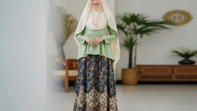Model Gamis Batik Kombinasi Polos untuk Ibu-Ibu Pengajian Ramadan 2026