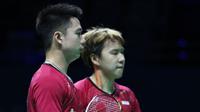 Kevin Sanjaya Sukamuljo/Marcus Fernaldi Gideon akan menjalani partai hidup mati melawan ganda China, Li Junhui/Liu Yuchen, di BWF Super Series Finals 2017, Jumat (15/12/2017). (PBSI)