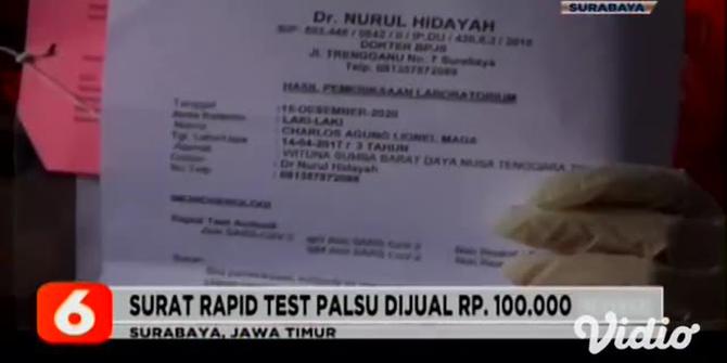 VIDEO: Polisi Bekuk Sindikat Pemalsu Surat Hasil Rapid Test COVID-19 di Surabaya