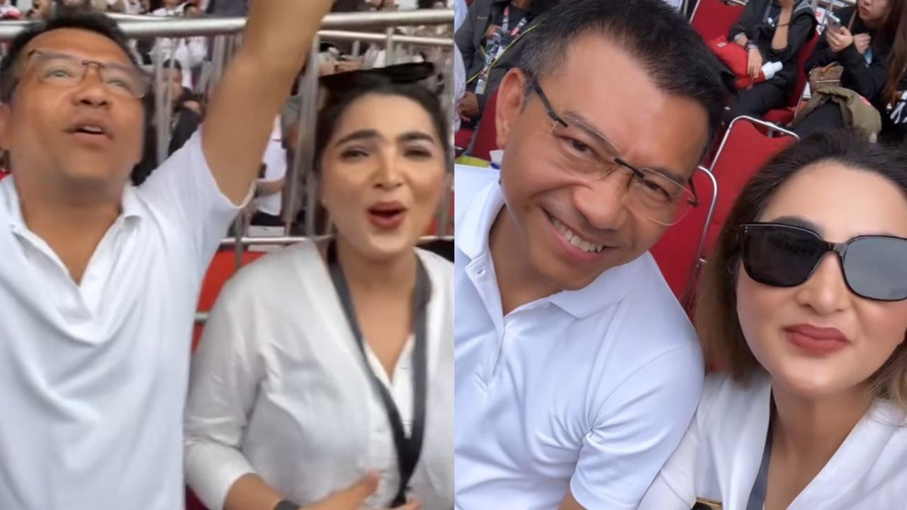 Anang dan Ashanty saat ikut meramaikan Konser Metal untuk mendukung Ganjar-Mahfud