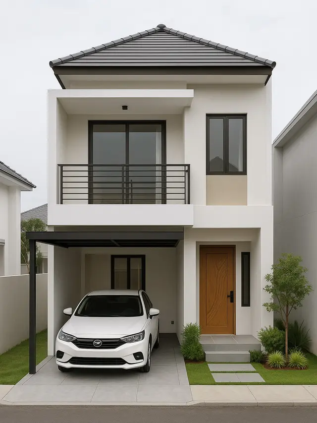 Inspirasi Rumah Minimalis 6x12 2 Lantai Lengkap dengan Garasi dan Balkon (Image by ChatGPT)