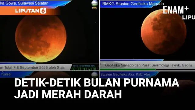 VIDEO: Langka, Detik-Detik Gerhana Bulan Merah Darah di Indonesia
