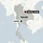 Peta Thailand yang menunjukan lokasi penembakan massal dan penikaman di penitipan anak. (AP)