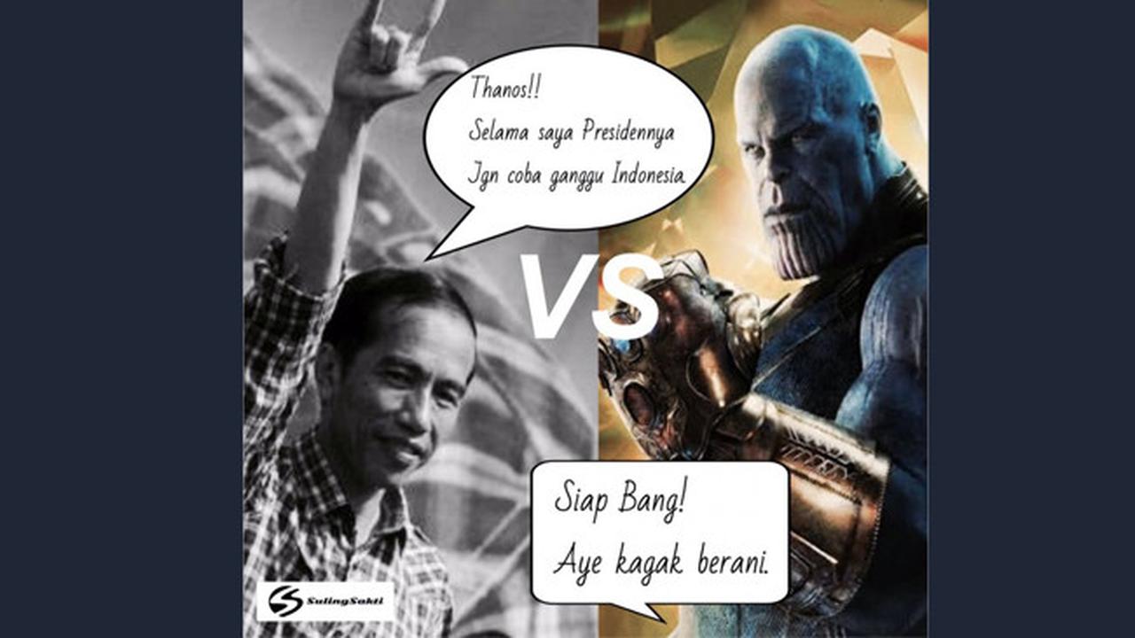 Pidato Jadi Sorotan 8 Meme Kocak Jokowi Vs Thanos Semakin Maju