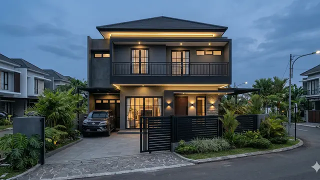 Gambar Rumah Minimalis Cat Abu-Abu (Foto: Gemini AI)