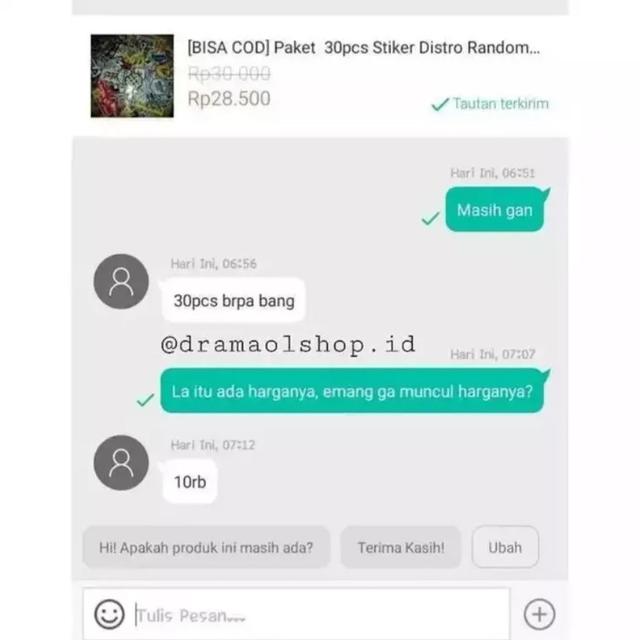 chat penjual pembeli