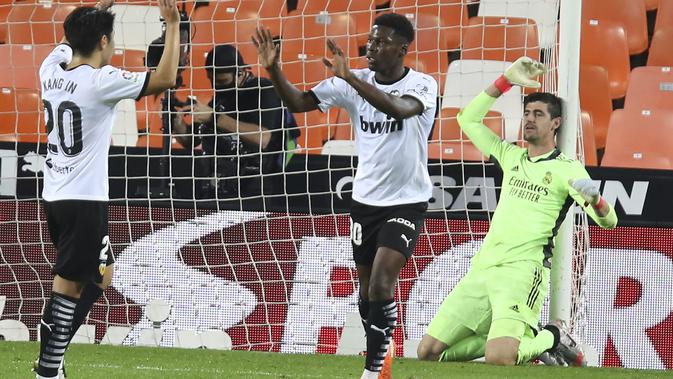 Selebrasi pemain Valencia saat kalahkan Real Madrid (AP)