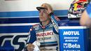 Pebalap asal Spanyol Maverick Vinales dari tim Suzuki saat balapan di Sirkuit Indianapolis, Indiana.(Getty Images/AFP)