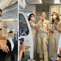 Tidak hanya ahli di bidang modelling, ternyata Luna Maya memiliki potensi untuk menjadi pramugari. Beberapa waktu lalu, Luna Maya menumpang sebuah pesawat bukan sebagai penumpang melainkan crew on board. Seperti apa potretnya? (instagram/pramugarisuperairjet)