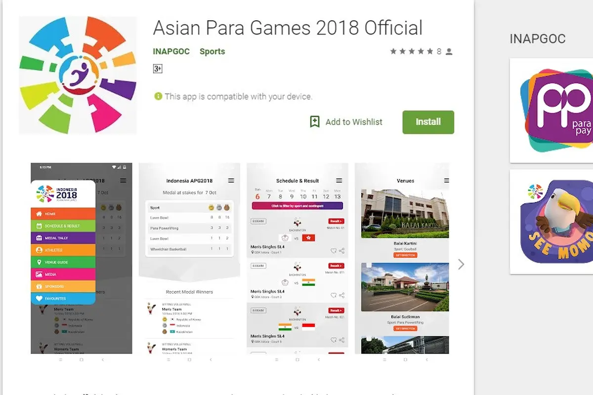 Aplikasi Asian Para Game 2018