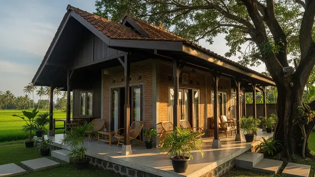 9 Rumah Desa Kombinasi Kayu dan Bata Estetik Cocok untuk Masa Pensiun Nyaman