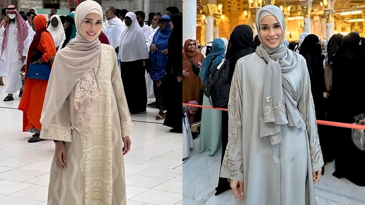 6 Pesona Loemongga Haoemasan Istri Menteri Perindustrian Tampil Anggun Bergamis saat Umrah di Akhir Ramadan