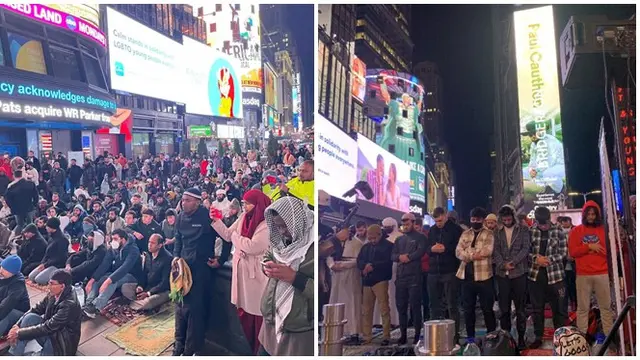 Viral, Umat Muslim di New York Gelar Buka Puasa dan Shalat Tarawih di Times Square