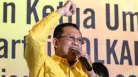 Wakil Koordinator Bidang Pratama Partai Golkar Bambang Soesatyo mendeklarasikan diri sebagai calon ketua umum Partai Golkar saat konferensi pers di Jakarta, Kamis (18/7/2019). Bamsoet mendeklarasikan diri sebagai pesaing Airlangga Hartarto bersama tiga orang lainnya. (Liputan6.com/Herman Zakharia)