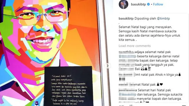 Ahok Ucapkan Selamat Natal, Warganet: Kangen Bapak