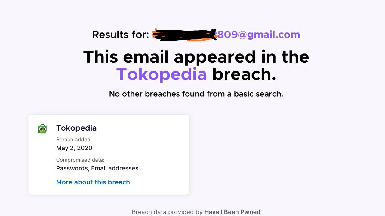 Ilustrasi Jutaan Data Pengguna Tokopedia Bocor. Dok: monitor.firefox.com