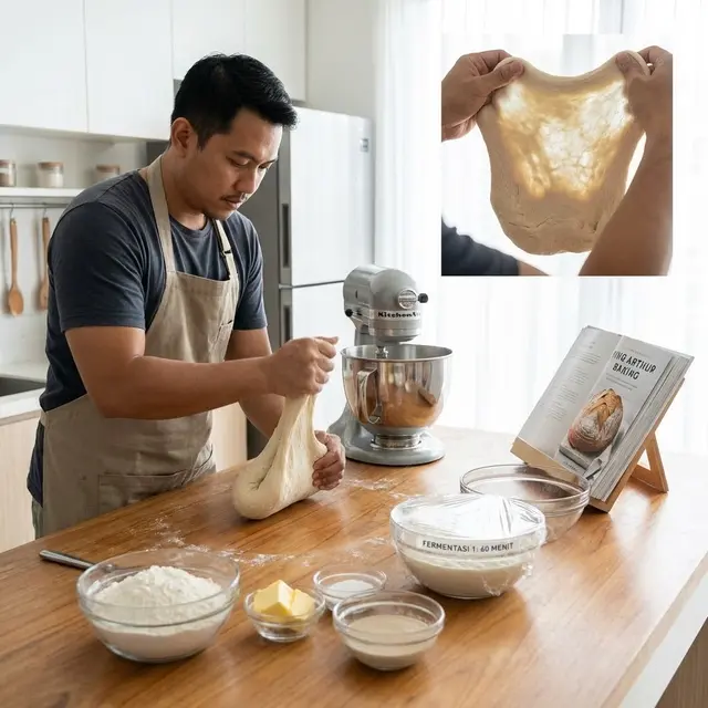 Proses Pengolahan Adonan Roti Sosis Garlic