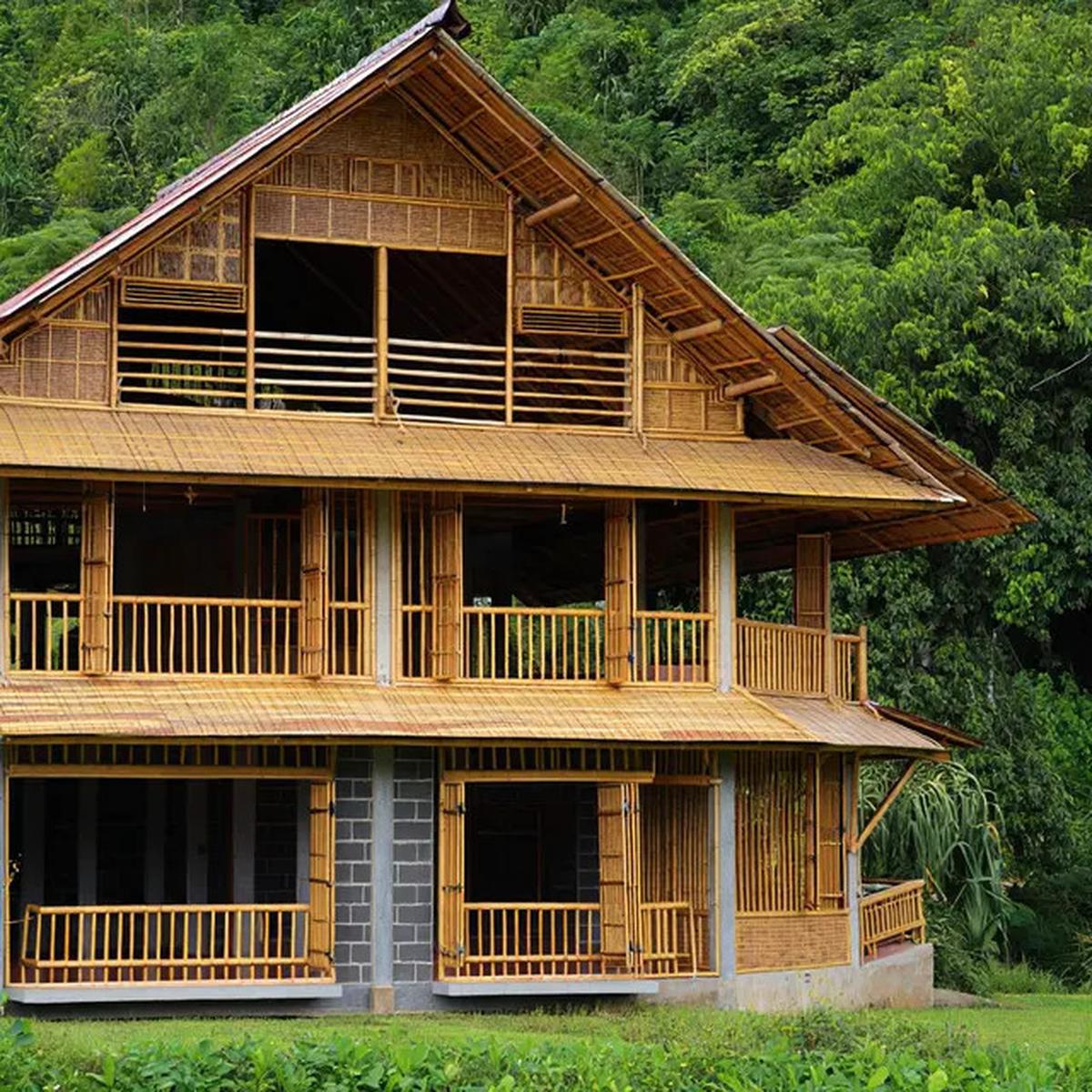 7 Model Rumah Bambu dan Batako Dua Lantai yang Estetik dan Kokoh
