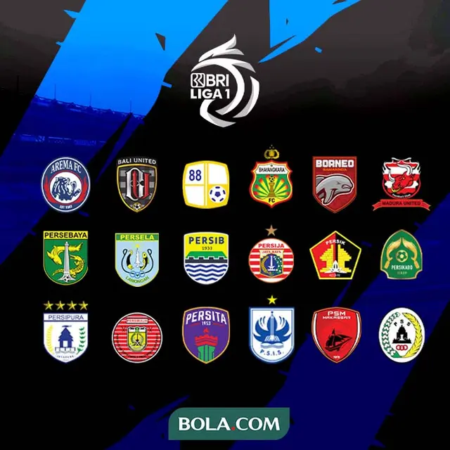 Liga 1 - Ilustrasi BRI Liga 1_18 Logo Peserta Liga