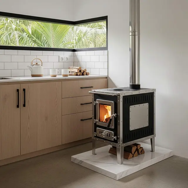 Model Dapur Kecil Minimalis dengan Tungku Api Modern
