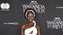 Lupita Nyong'o berpose saat menghadiri pemutaran perdana film Black Panther: Wakanda Forever" di Dolby Theatre di Los Angeles pada Rabu, 26 Oktober 2022. Nyong'o menampilkan pesonanya dengan pakaiannya yang seksi, pemenang Academy Award itu terlihat mengunakan segitiga di bagian depan rok yang berkerut. (Photo by Richard Shotwell/Invision/AP)