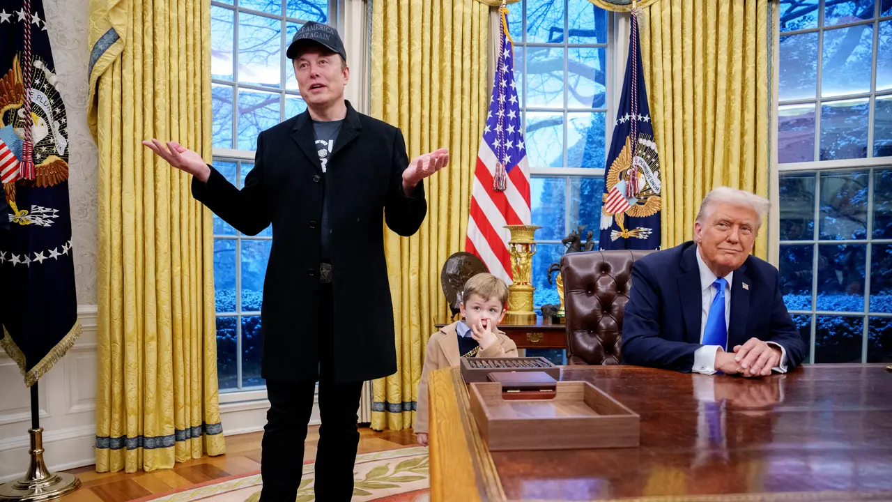 Elon Musk,  X Æ A-Xii, dan Donald Trump di Gedung Putih. (Andrew Harnik / GETTY IMAGES NORTH AMERICA / Getty Images via AFP)