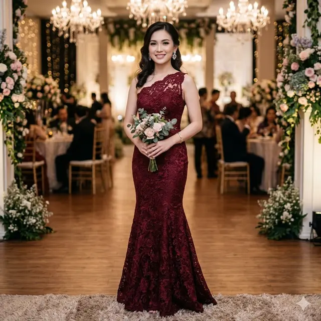 Model Baju Bridesmaid Brokat yang Elegan