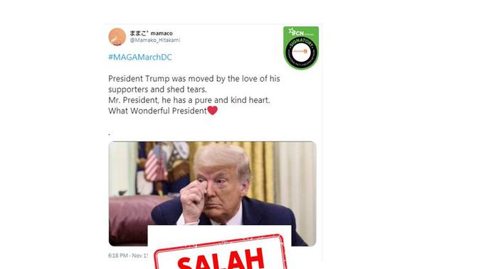 Cek Fakta Donald Trump menangis