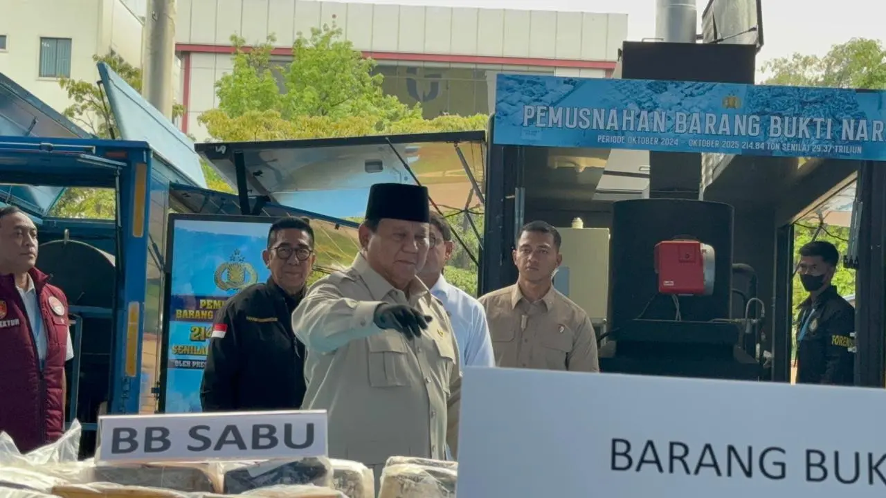 Presiden Prabowo Hadiri Pemusnahan Barang Bukti Narkoba 214,84 Ton