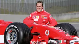Setelah bergabung bersama Ferrari pada 1996, Schumacher menjadi juara F1 selama lima musim beruntun sehingga menempatkannya sebagai pebalap F1 dengan gelar juara dunia terbanyak. (AFP/Patrick Hertzog)
