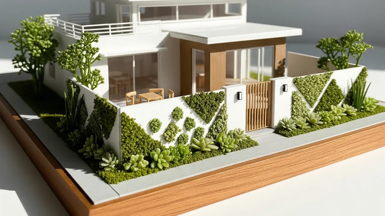Model Rumah Kecil Tapi Luas dengan Pagar Tanaman Hias Modern Minimalis