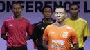 Pemain Borneo FC, Wahyudi Hamisi berpose saat Peluncuran Shopee Liga 1 di SCTV Tower, Jakarta, Senin (13/5). Sebanyak 18 klub akan bertanding pada Liga 1 mulai tanggal 15 Mei. (Bola.com/Vitalis Yogi Trisna)
